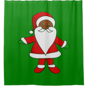 ugly christmas black african american santa claus shower curtain