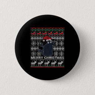 Ugly Christmas Black Cat Merry Christmas Gift 6 Cm Round Badge