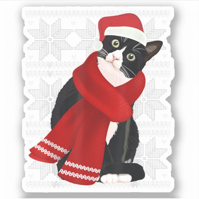 Ugly Christmas Black Cat Santa Hat Scarf Holiday C (Front)