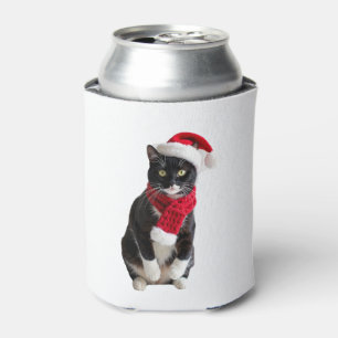Ugly Christmas Black Cat Santa Hat Scarf Holiday C Can Cooler