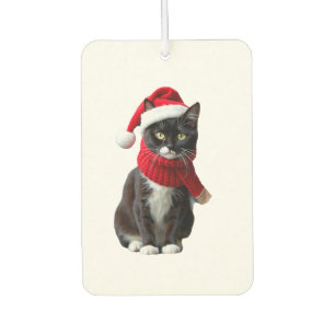 Ugly Christmas Black Cat Santa Hat Scarf Holiday C Car Air Freshener