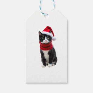 Ugly Christmas Black Cat Santa Hat Scarf Holiday C Gift Tags