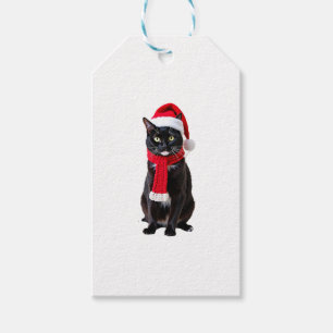 Ugly Christmas Black Cat Santa Hat Scarf Holiday C Gift Tags