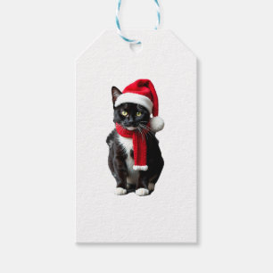 Ugly Christmas Black Cat Santa Hat Scarf Holiday C Gift Tags