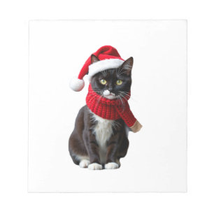 Ugly Christmas Black Cat Santa Hat Scarf Holiday C Notepad