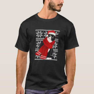 Ugly Christmas Black Cat Santa Hat Scarf Holiday C T-Shirt