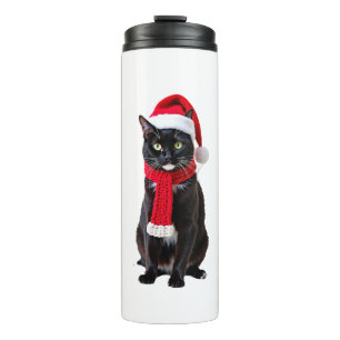 Ugly Christmas Black Cat Santa Hat Scarf Holiday C Thermal Tumbler