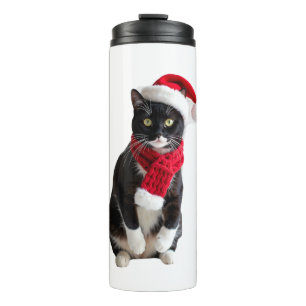 Ugly Christmas Black Cat Santa Hat Scarf Holiday C Thermal Tumbler