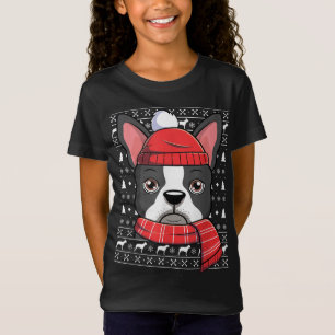Ugly Christmas Boston Terrier Dog Funny Xmas T-Shirt
