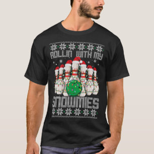 Ugly Christmas Bowling Lover Bowlers Rollin With M T-Shirt