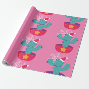 ugly christmas cactus southwest desert snowflakes  wrapping paper