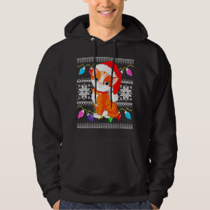 Ugly Christmas Cat Santa Hat Lights Xmas Gift Cat Hoodie