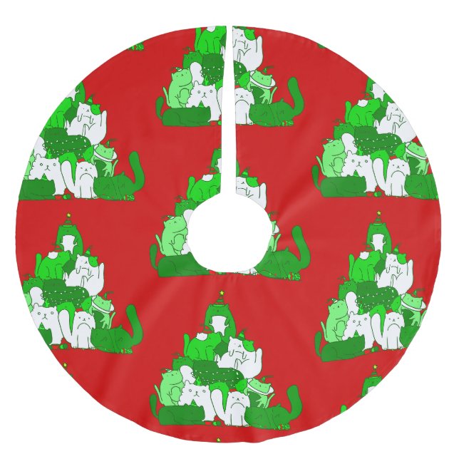 ugly christmas cat tree festive brushed polyester tree skirt (Front)