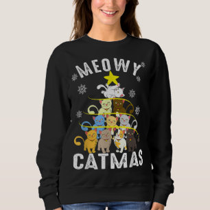 Ugly Christmas Cat Tree Funny Xmas Meowy Catmas Ca Sweatshirt