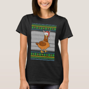Ugly Christmas Chicken With Santa Hat Lights Xmas T-Shirt