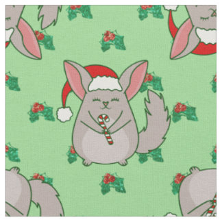 ugly christmas Chinchilla santa claus holly Fabric