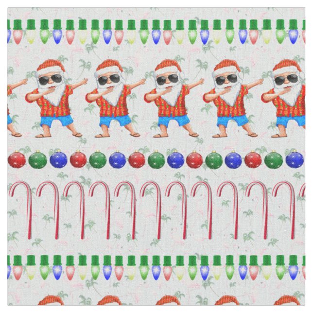 Ugly Christmas Dabbing Santa Fabric (Close Up)