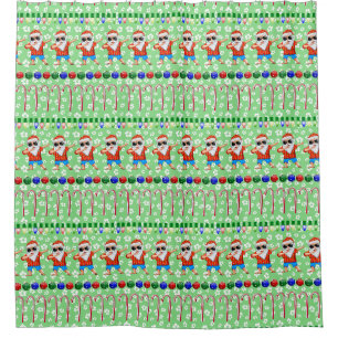 Ugly Christmas Dabbing Santa On Holiday Green Shower Curtain