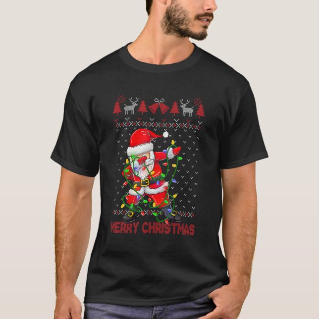 Ugly Christmas Dabbing Sweater  Santa Christmas Fa (Front)