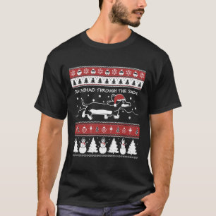 Ugly Christmas Dachshund Through The Snow T-Shirt