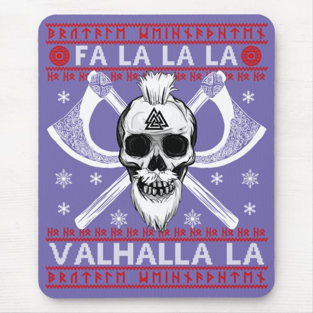Ugly Christmas Design Fa-La-La Valhalla Viking Val Mouse Mat (Front)