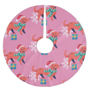 ugly christmas dog santa xmas snowflake brushed polyester tree skirt
