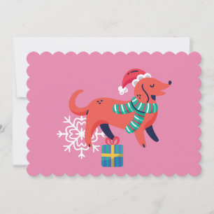 ugly christmas dog santa xmas snowflake invitation