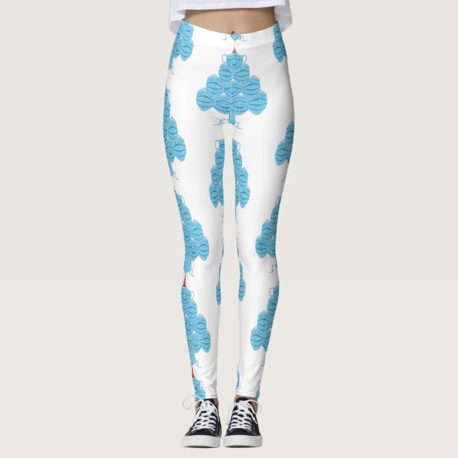ugly christmas face mask tree leggings (Front)