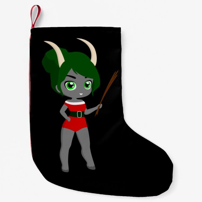 ugly christmas female krampus small christmas stocking (Front)