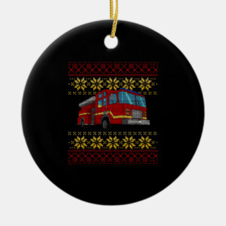 Ugly Christmas Fire Brigade Fire Truck Fire Truck Ceramic Tree Decoration