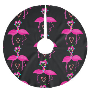 ugly christmas flamingo candy cane brushed polyester tree skirt