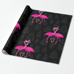 ugly christmas flamingo candy heart  wrapping paper