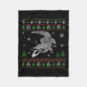 Ugly Christmas For Alligator Lovers Fun Ugly Fleece Blanket