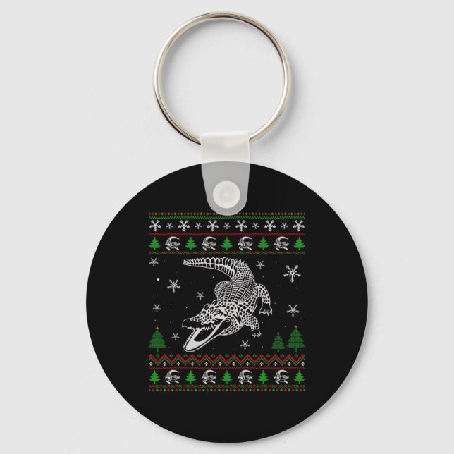 Ugly Christmas  for Alligator Lovers Fun Ugly  Key Ring (Front)