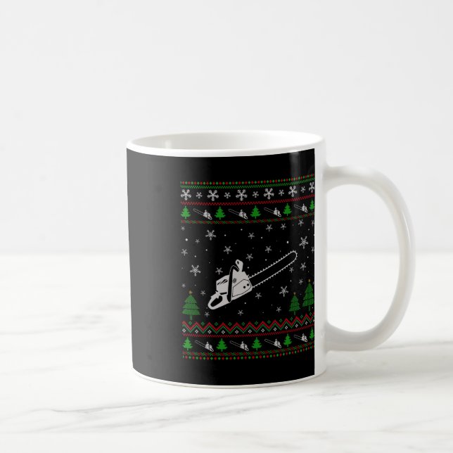 Ugly Christmas For Chainsaw Lovers Fun Ugly  Coffee Mug (Right)
