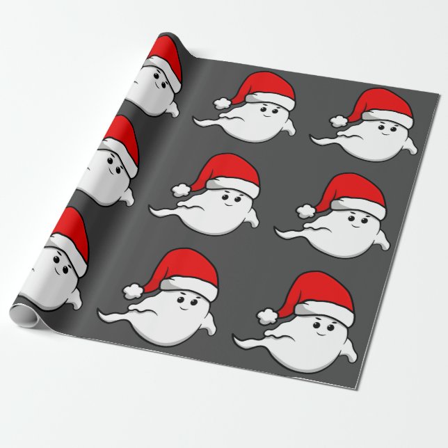 ugly christmas ghost santa claus spooky creepy wrapping paper (Unrolled)