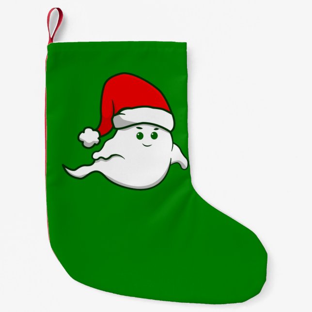 ugly christmas ghost spooky creepy green small christmas stocking (Front)