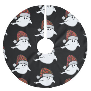 ugly christmas ghost spooky hotel carpet brushed polyester tree skirt