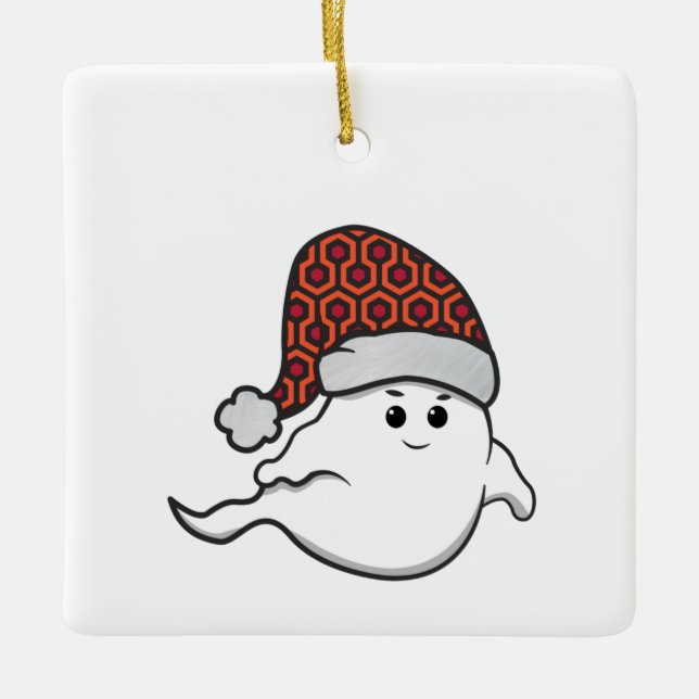 ugly christmas ghost spooky hotel carpet ceramic ornament (Front)