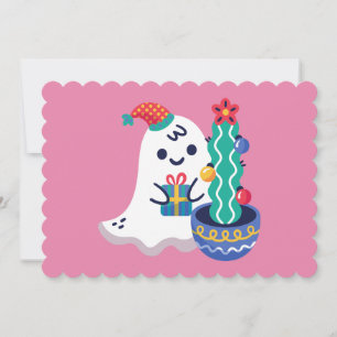 ugly christmas ghost xmas cactus invitation