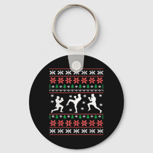 Ugly Christmas Graphic Muay Thai Kickboxing MMA Key Ring