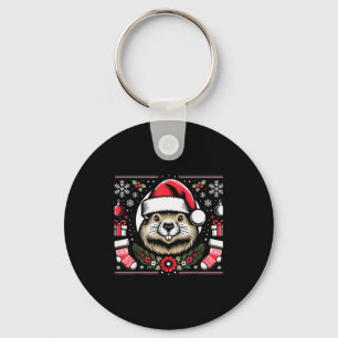Ugly Christmas Groundhog Key Ring