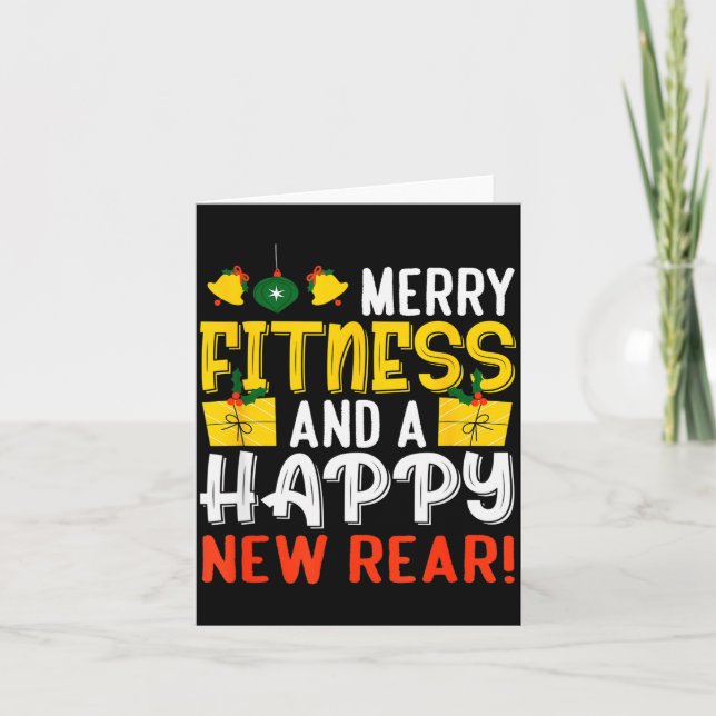 Ugly Christmas Gym Santa Werlifting  Card (Front)