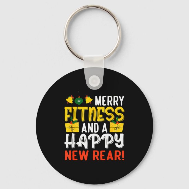 Ugly Christmas Gym Santa Werlifting  Key Ring (Front)