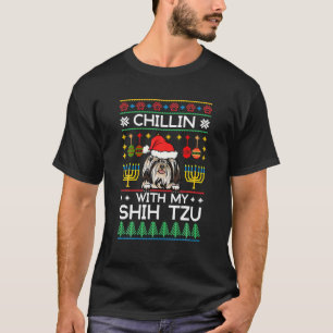 Ugly Christmas Hanukkah Chillin With My Shih Tzu T-Shirt
