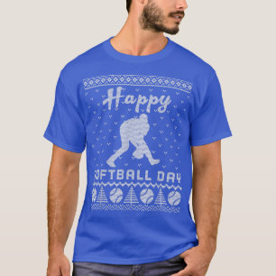 Ugly Christmas Happy Softball Day Funny Holiday Pa T-Shirt