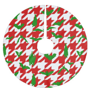 ugly christmas houndstooth bats red green brushed polyester tree skirt