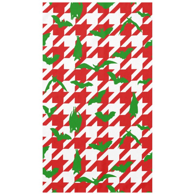 ugly christmas houndstooth bats red green tablecloth (Front)