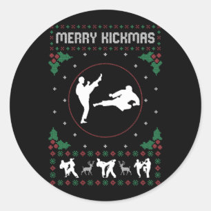 Ugly Christmas Karate Jiu Jitsu Martial Art Merry  Classic Round Sticker