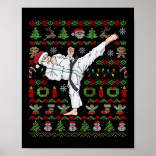 Ugly Christmas Karate Santa Claus Martial Arts Poster